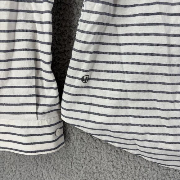 Lululemon Commission Shirt Mens Large L White Long Sleeve Button Up Striped - Picture 6 of 7